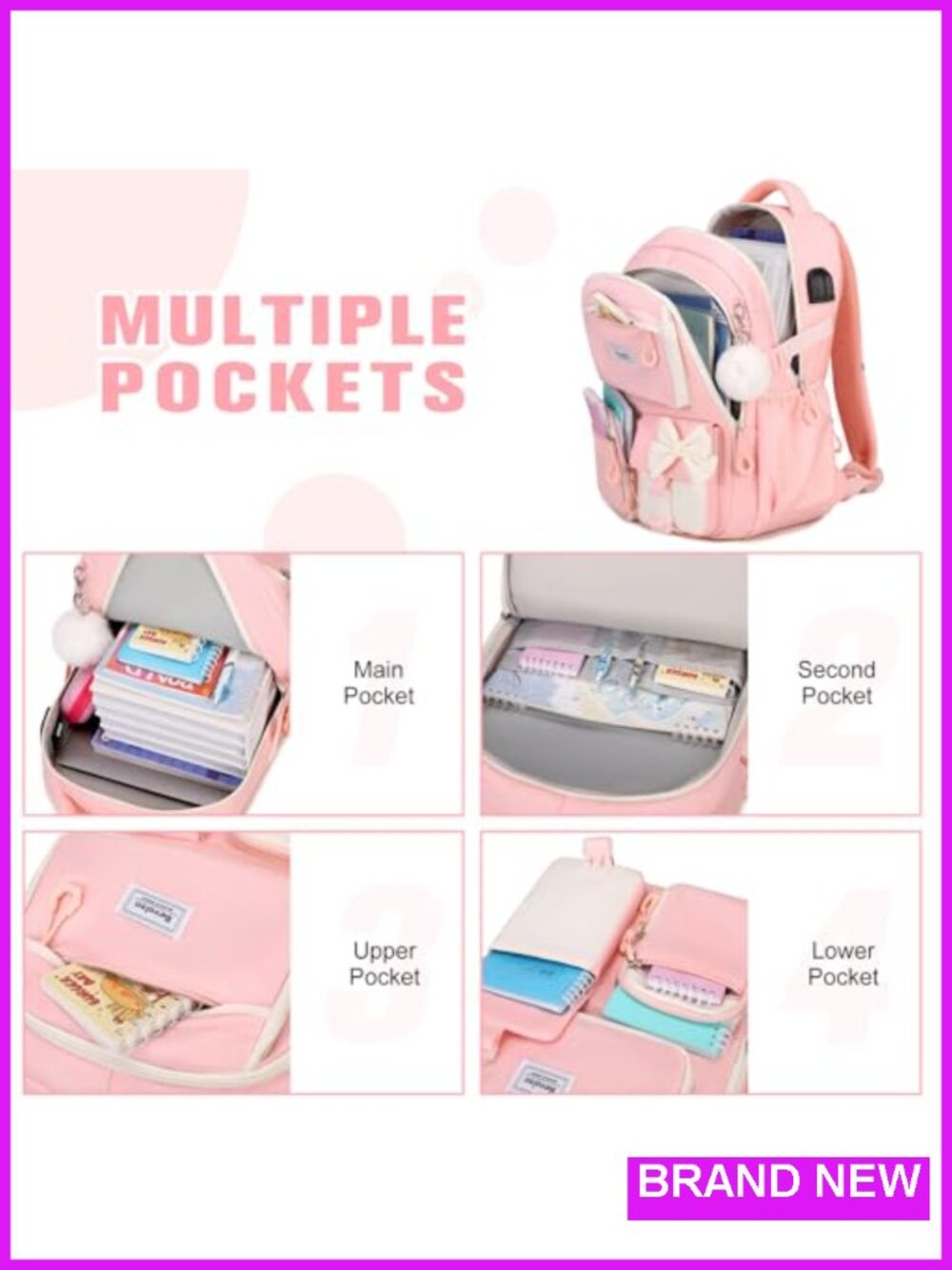 Kids Backpack with Lunch Bag & Pen Case - USB Charging Port - Picture 3 of 5